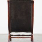 Sierlijke En Karaktervolle Groene Vintage Rundleren Engelse Chesterfield Fauteuil thumbnail 3