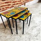 Set Van 3 Vintage Nesting Tables / Tegeltafeltjes thumbnail 2