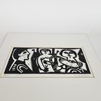 Eugène Fidler (1910-1990) - Lino Gravure Originale - 'Pour Eugene Fidler' - 6/100 thumbnail 7