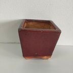 Set Vintage Bloempotten Keramiek Bordeauxrood thumbnail 4