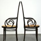 Set Van Twee Hoge Vintage Bentwood “Long John” Thonet Design Stoelen Met Armleuningen thumbnail 5