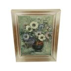 Vintage Bloemen Stilleven Amateur Schilderij Ingelijst Gesigneerd thumbnail 10