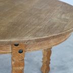Brutalist Ovale Eettafel | Vintage Tafel | Eiken | Verlengbaar thumbnail 3