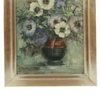 Vintage Bloemen Stilleven Amateur Schilderij Ingelijst Gesigneerd thumbnail 5