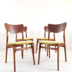 4 Deense Stoelen Teak Fineer Okergeel | Dining Chairs Teak thumbnail 6