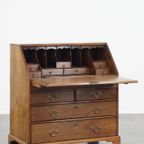 Antieke, Grote Engelse Eikenhouten Secretaire Eind 18e/begin 19e Eeuw Met Een Getrapt Interieur E thumbnail 3