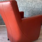 2X Leolux Dolcinea Fauteuil + Hocker | Roodbruin/Cognac Leer thumbnail 9