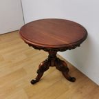 Antieke Ronde Salontafel, Koffietafel Wijntafel Mahonie Hout thumbnail 9
