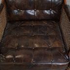 Stijlvolle Vintage Jaren ’70 Design Fauteuil Gemaakt Van Hout, Leer En Webbing thumbnail 6