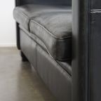 Unieke, Luxe, Complete Set Van Een Zwarte Schapenleren Bank En 2 Fauteuils In Art Deco Stijl thumbnail 14