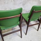 Nieuw Bekleed 4 Vintage Eetkamerstoelen Opnieuw Bekleed Groene Stoelen thumbnail 13