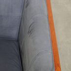 Leuke Schuitema Art Deco Design Bank Met Mooie Blauwe Nubuck Lederen Bekleding thumbnail 8