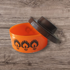 Retro Oranje Bruine Kunststof Pot Met Deksel Gdr Jaren 70 thumbnail 11