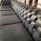 Chesterfield Brighton Antiek Blauw 6-zits Bank Leer thumbnail 9