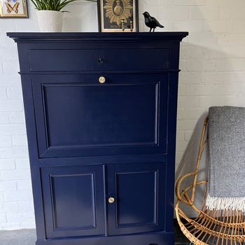 Vintage Antieke Secretaire In Gelders Blauw Secretaire Vintage