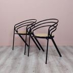2X Vintage Postmodern Buisframe Stoel Met Webbing Zitting. thumbnail 6