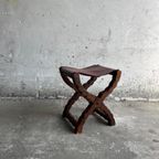 Brutalist Spanish Folding Stool With Leather Seat, 1960S thumbnail 16