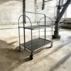 Vintage Inklapbare Bar Cart / Bijzettafel Op Wieltjes thumbnail 6