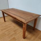 Vintage Franse Boeren Eettafel Eetkamertafel Tafel Met Lades Teakhout thumbnail 9