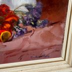 Marcel Van Den Plas (1939 - 2019). Stilleven Met Bloemen En Vruchten. thumbnail 6