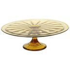 Art Deco Amber Taartschaal Gebak Schaal Depression Glass 27cm thumbnail 14