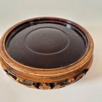 Antieke Houten Onderzetter Voor Vaas Of Bonsai thumbnail 5