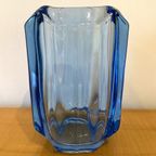 Uranium Glass Vase Blue 1970s thumbnail 7