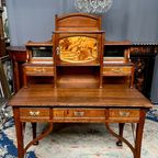 Prachtig Antiek Frans Bureau In Art Nouveau Stijl. thumbnail 7