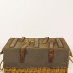 Vintage Rotan Mand Met Leer thumbnail 5