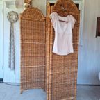 Vintage Rotan Kamerscherm, Roomdivider, Scherm Met 3 Luiken thumbnail 3