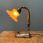 Antieke Art Nouveau Tafellamp Met Matglazen Kapje thumbnail 9
