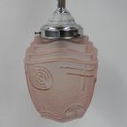 Art Deco Hanglamp Met Roze Glazen Kap thumbnail 11