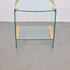 Vintage Bijzettafel Messing Glas Side Table Regency ’70s thumbnail 4