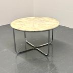 Vintage Ronde Marmeren Eettafel Met Buisframe Onderstel thumbnail 9