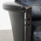 Zeer Statige Zwarte Rundleren Design Fauteuil/armchair Van Giorgetti Met Een Uitmuntend Zitcomfor thumbnail 11