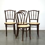 Gecombineerde Set Van 4 Originele Antieke Thonet Bistro Stoelen Voorzien Van Nieuwe Zittingen thumbnail 2