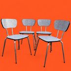 Set 4 Vintage Design Stapelbare Stoelen, Formica, Chroom thumbnail 8