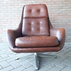 Vintage Draaifauteuil Swivel Chair Cognac Retro Draaistoel Overman Deense Fauteuil thumbnail 2