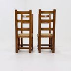 Set Of 4 French Oak And Rush Ladder Back Dining Chairs 1950S thumbnail 9