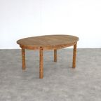 Brutalist Ovale Eettafel | Vintage Tafel | Eiken | Verlengbaar thumbnail 16