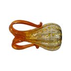 Hand Made Italian Glass Vase (Medium)- Amber Colored With Yellow And Orange Details - Excellent Q thumbnail 5