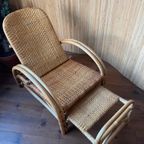 Vintage Boho Rotan Ligstoel Lounge Chair '60 Verstelbaar thumbnail 5