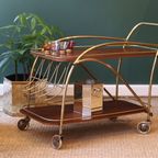 Vintage Messing En Teakhouten Rolwagen – Jaren 50 thumbnail 11