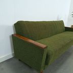 Slaapbank Met Groene Stof En Teakhout thumbnail 3