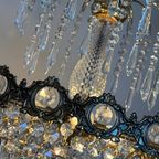 Grote Vintage Design Kristallen Brons Zak Kroonluchter thumbnail 15