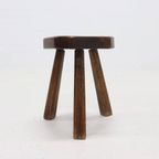 Artisan Stained Pine Stool France 1950S thumbnail 8