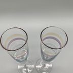 Vintage Kristallen Flutes Champagne Glazen Gekleurde Streep 2 Stuks thumbnail 5