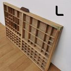 Brocante, Bruine Antieke Houten Letterbak, Wanddecoratie L thumbnail 3