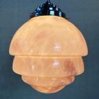 Art Deco Hanglamp – Rosé Opaline En Chroom thumbnail 2