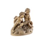 Groot Antiek Beeld Sculptuur Terracotta Cherubijnen Putti Terre Cuite Frankrijk 1900 thumbnail 3